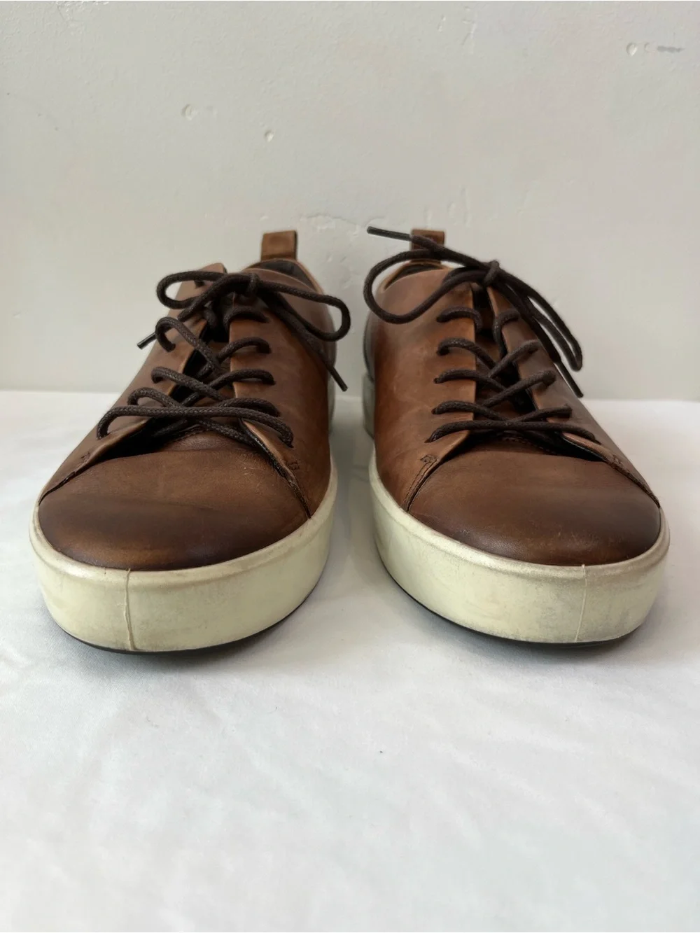 ECCO Soft 7 Cognac Brown Leather Lace Up Sneakers Mens US 9 EU 43 UK 9.5 440604